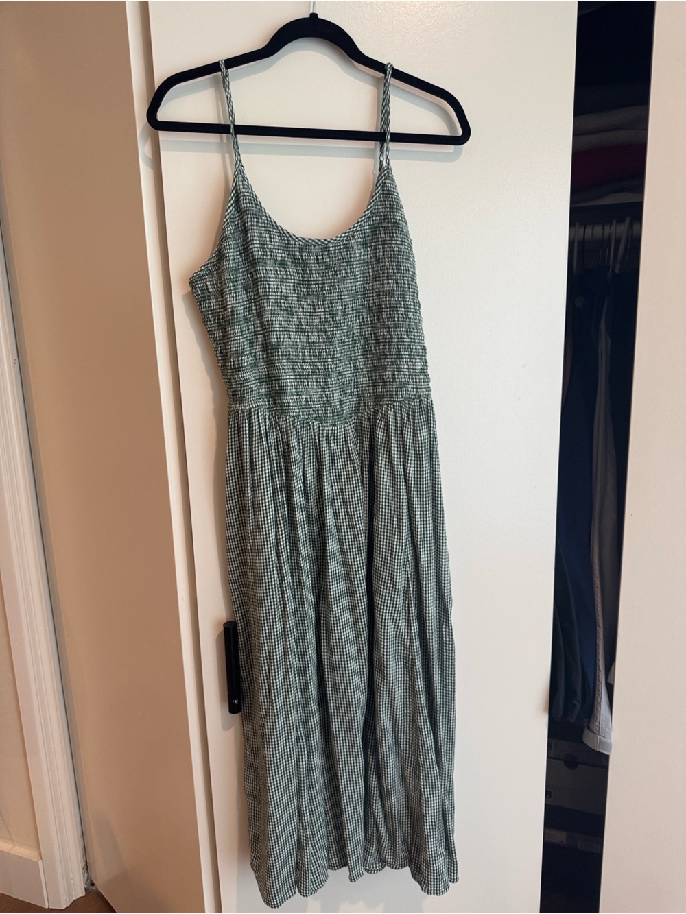 aerie Green Gingham Smocked Maxi Dress - Picture 2 of 2
